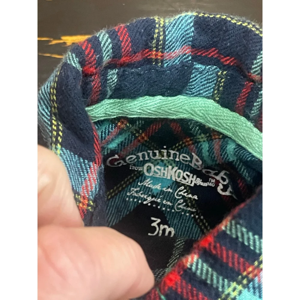 Baby OshKosh B'gosh Button Down Shirt 3 Months Navy Blue Plaid
